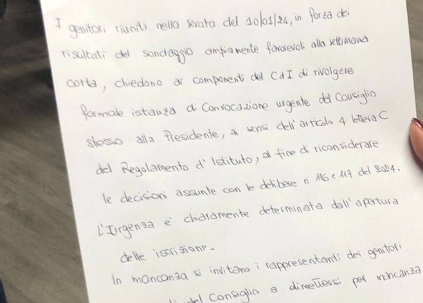 lettera dei genitori sulla settimana corta a Clusone